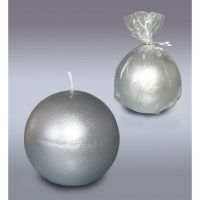 Миниатюра: Свеча шар серебро металлик 80*75мм