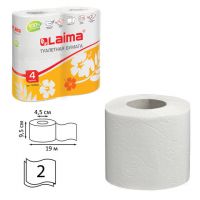 Миниатюра: Туалетная бумага ЛАЙМА 2сл. 4рулона по 19м белая, 126904