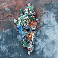 Миниатюра: Венецианская маска Павлин цветной, 35см