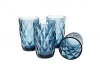 Миниатюра: Набор стаканов 4шт 330мл стекло d 8*12,7см Винтаж цв.синий