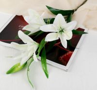 Миниатюра: Цветы искусственные Три лилии 18х90 см, белый