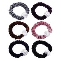 Миниатюра: Резинка для волос с декором, полиэстер, пластик, 5-6 цветов