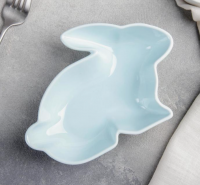 Миниатюра: Блюдо керамика глубокое «Милашки. Зайка», 17,5*12,6*4 см, цвет голубой