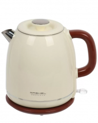 Миниатюра: Чайник эл. 2,0л.,1800Вт,диск,двойные стенки нерж сталь/пластик,а/о при закипание и без,кремовый