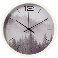 Миниатюра: Часы настенные круг д30см плавный ход,корпус белый Лес