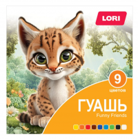 Миниатюра: Гуашь 9цв. 15мл. LORI Funny Friends Гф-002