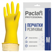 Миниатюра: Перчатки хоз.латексные М PACLAN Professional ,МНОГОРАЗ.,х/б напыление