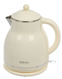 Миниатюра: Чайник эл. 2,0л.,1800Вт,диск,двойные стенки нерж сталь/пластик,а/о при закипание и без,кремовый