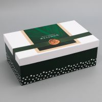 Миниатюра: Коробка подарочная 32,5*20*12,5 см Исполнения желаний бел/зел Эко