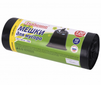 Миниатюра: Мешки для мусора 120л, черные в рулоне 10 шт, ПВД 30мкм, 65x100 см, ЛЮБАША