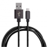 Миниатюра: Кабель(для продукции Apple)черный,разъём 8pin (Lightning),USB 2.0,ток 2А,раб.напр. 4,75V,нейлон.,1м