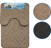 Миниатюра: Набор ковриков 2шт Ромб д/ванны и туалета 50*80+50*40см бежевый