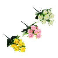 Миниатюра: Букет искусственных цветов, пластик, в виде роз, 7 цветков, 3 цвета