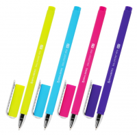 Миниатюра: Ручка шар. BRAUBERG SOFT TOUCH STICK NEON синяя,мягкое покрытие,корпус асс.,узел 0,7мм