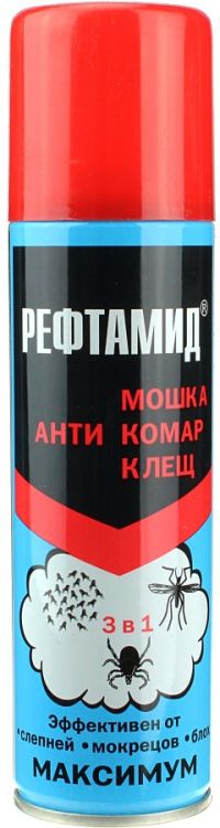 Миниатюра: Аэрозоль 100мл Рефтамид Максимум антимошка/антикомар/антиклещ