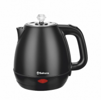 Миниатюра: Чайник эл. 2л 1800Вт,нерж.корпус,диск,а/о при закипании и без воды,черный