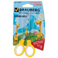 Миниатюра: Ножницы BRAUBERG Kid Series,130мм,с цветной печатью Жирафы,желтые