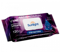 Миниатюра: Салфетки влажные 120шт Abtibacterial Violet (с клапаном)SUNLIGHT/12