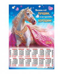 Миниатюра: Календарь настенный листовой А2 2026г. ЛИС Символ года. в асс.