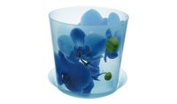 Миниатюра: Горшок-Кашпо д/цветов 12,5см 1,2л Деко голубая орхидея с поддоном