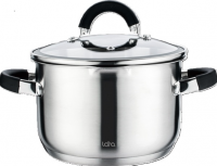 Миниатюра: Кастрюля нерж. 6,5л 24*14,5см ст/кр.,индукция LARA