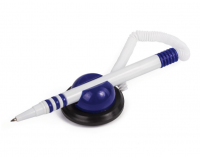 Миниатюра: Ручка шариковая настольная BRAUBERG Стенд-Пен, СИНЯЯ, пружинка, корпус белый/синий, 0,5мм