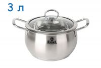 Миниатюра: Кастрюля нерж. 3,0л 20*10 см ст/ кр.