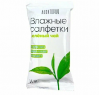 Миниатюра: Салфетки влажные 15шт АКВАТОРИЯ Зеленый чай, освежающие