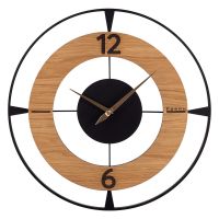 Миниатюра: Часы настенные круг д50см из металла,плавный ход,открытая стрелка,черный+дерево Классика