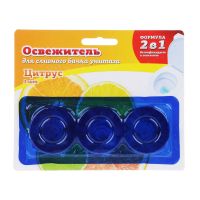 Миниатюра: Таблетка д/сливного бачка унитаза 3шт Цитрус 32гр. (ПАВ), блистер Освежитель