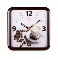 Миниатюра: Часы настенные квадрат 22*22см, плавный ход,корпус темно-коричневый Кофе Рубин