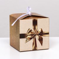 Миниатюра: Коробка складная подарочная «Золотой бант», 10*10*10 см