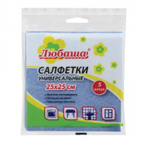 Миниатюра: Салфетка д/уборки 5шт 25*25см вискоза,универсал. MEDIUM 80г/м2,Любаша