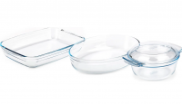 Миниатюра: Набор 3пр жаропрочное стекло(кастрюля 2л с кр.,блюдо 2л 30*21см, форма д/запекания 2,1л 32*20см