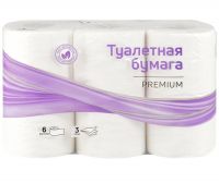 Миниатюра: Туалетная бумага OfficeClean Premium 3сл. 6 рулонов,тиснения,белая