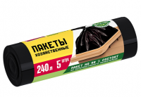 Миниатюра: Мешки д/мусора 240л 41мкм 5шт ПВД Авикомп POPULAR черные