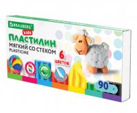 Миниатюра: Пластилин мягкий восковой BRAUBERG KIDS, 6 цветов, 90г, со стеком