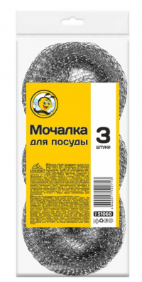 Миниатюра: Мочалка д/посуды Жу-Жу.За порядком я слежу спираль металл 3 шт
