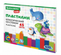 Миниатюра: Пластилин классический BRAUBERG KIDS, 45 цветов, 630 грамм, стек, ВЫСШЕЕ КАЧЕСТВО