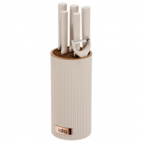 Миниатюра: Набор ножей 7пр.+круг.подставка нерж.сталь,пластик LARA