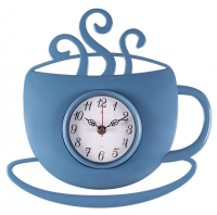 Миниатюра: Часы настенные круг д31,5*30,5см плавный ход,Чашка с дымком,синий Классика