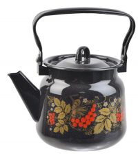 Миниатюра: Чайник эм. 2,3л декор Рябинушка чёрный рябчик с петлёй