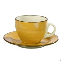 Миниатюра: Чайная пара 200мл фарфор блюдце d=14,5см, цвет желтый Морской мир