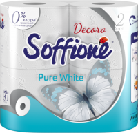 Миниатюра: Бумага туалетная Soffione Pure White, двухслойная, 4 pулона