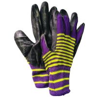 Миниатюра: Перчатки нейлон фиолетовые полосатые с черным латексом