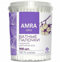 Миниатюра: Ватные палочки Amra банка 100шт