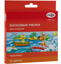 Миниатюра: Мелки восковые Гамма Мультики, 12цв., круглые, картон. упаковка