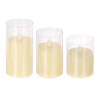 Миниатюра: Набор дек.светильников LED в виде свечи 3шт в стакане 7,8*10см/12,5см/15 см,эффект движения пламени