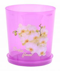 Миниатюра: Горшок-Кашпо д/орхидеи 1,8л с под. прозрачно-фиолетовый