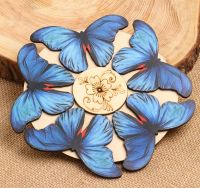 Миниатюра: Подставка п/горячее «Синяя бабочка», D=11 см, можжевельник